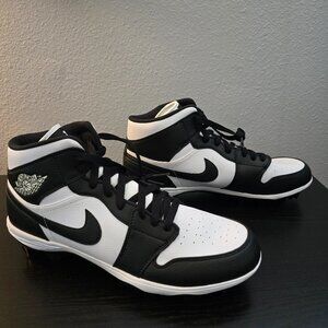 NEW Nike Jordan 1 Mid TD Cleat 'Black White' (FJ6805-100)